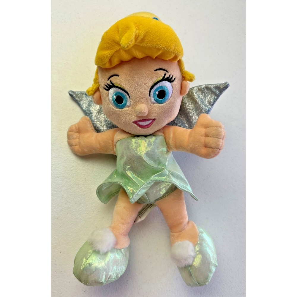 Tinker‎ Bell Plush Doll Bean Bag Disney Fairies Iridescent Wings NWT Soft Toy
